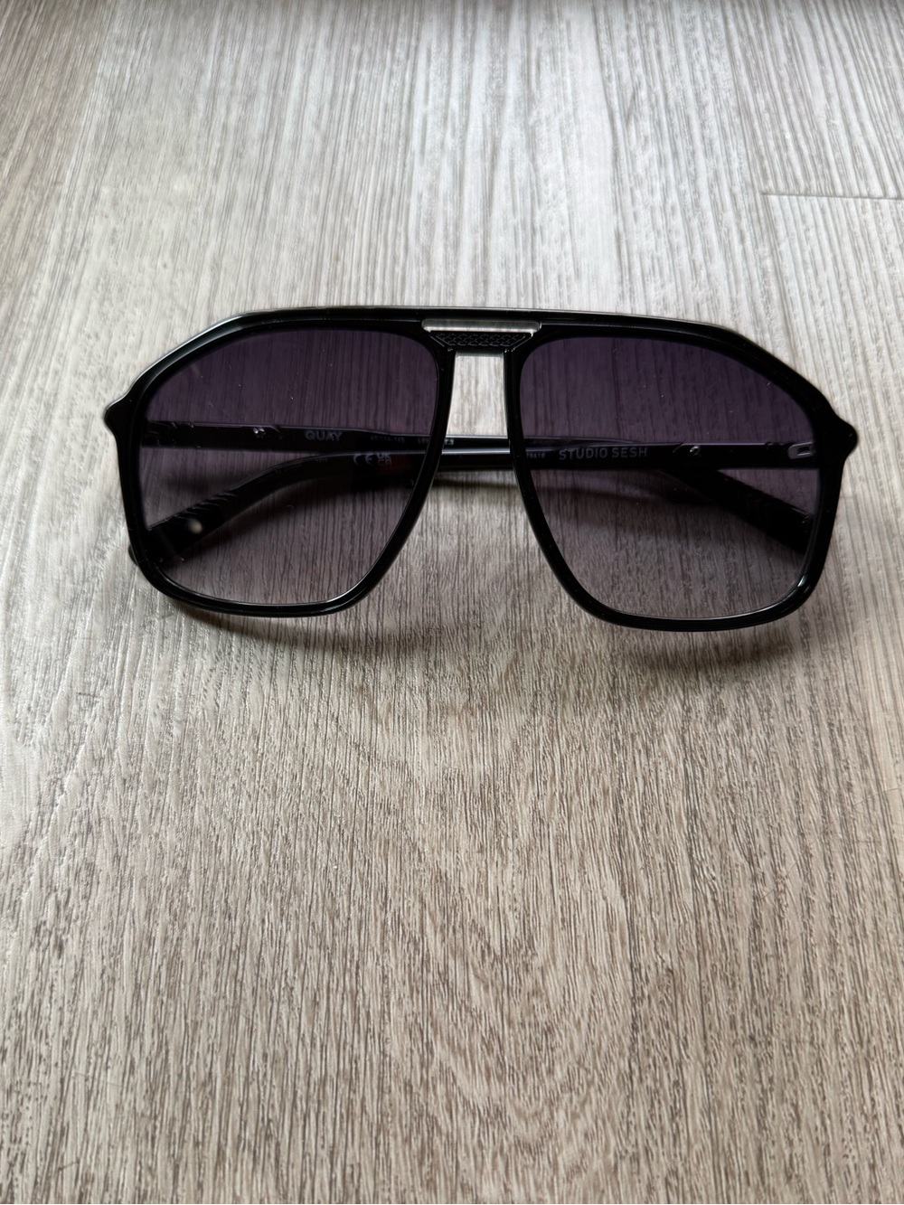 quay australia studio sesh black oversized navigator shield sunglasses eyewear